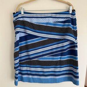 J. McLaughlin Blue & Black Patterned Bias Skirt Size XL